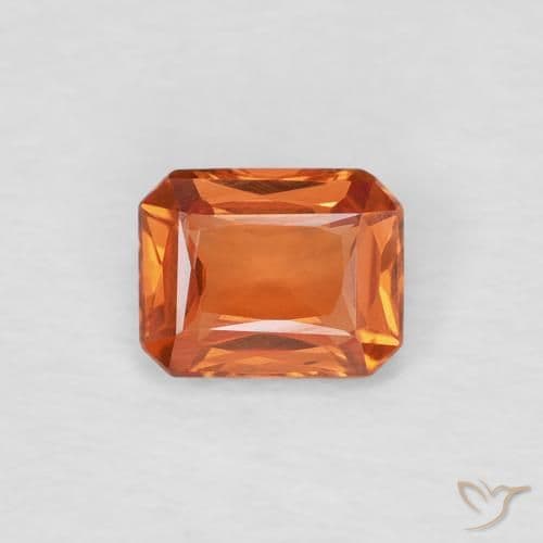 0.53ct Natural Warm Orange Sapphire, Emerald Cut, 4.8x3.9 mm