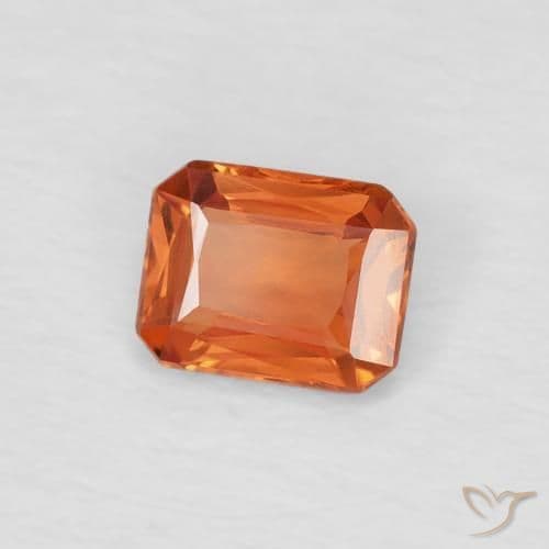 0.42ct Medium Dark-Orange Sapphire, Emerald Cut, 4.9x3.9 mm