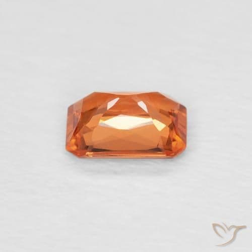 0.42ct Medium Dark-Orange Sapphire, Emerald Cut, 4.9x3.9 mm