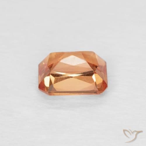 0.55ct Medium Orange Sapphire, Emerald Cut, 4.9x3.9 mm