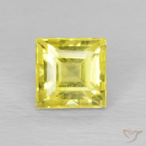 0.68ct Natural Light Yellow Sapphire, Square, 4.3x4.3 mm