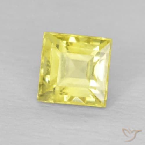0.68ct Natural Light Yellow Sapphire, Square, 4.3x4.3 mm