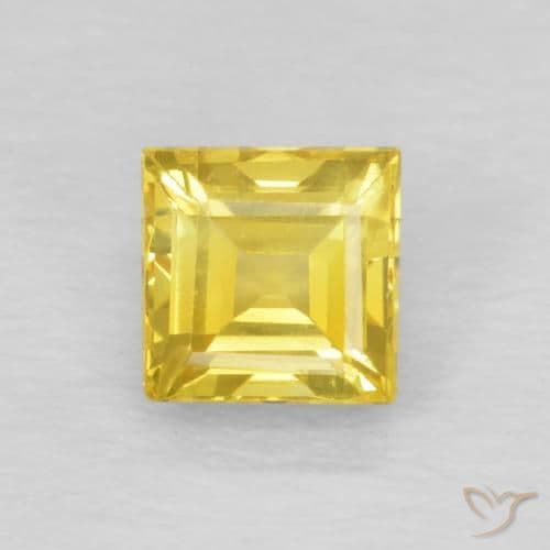 0.68ct Natural Light Yellow Sapphire, Square, 4.3x4.3 mm