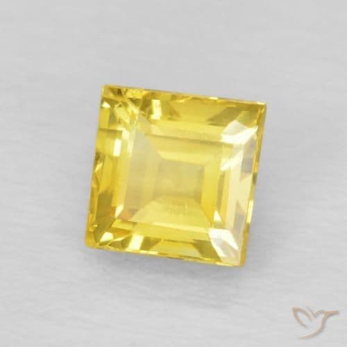 0.60ct Natural Medium Yellow Sapphire, Square, 4.3x4.2 mm