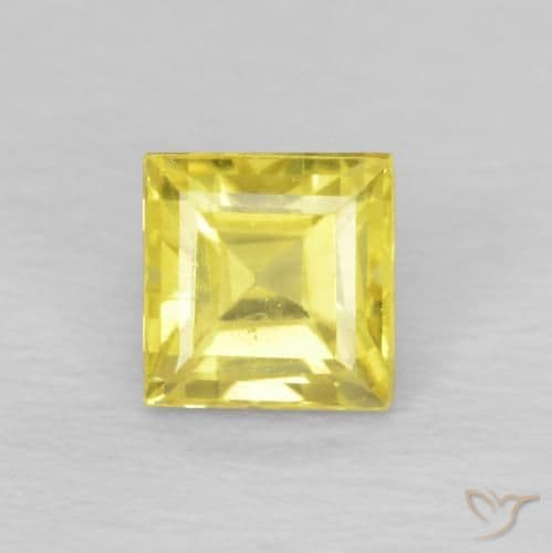 0.60ct Natural Light Yellow Sapphire, Square, 4.1x4 mm