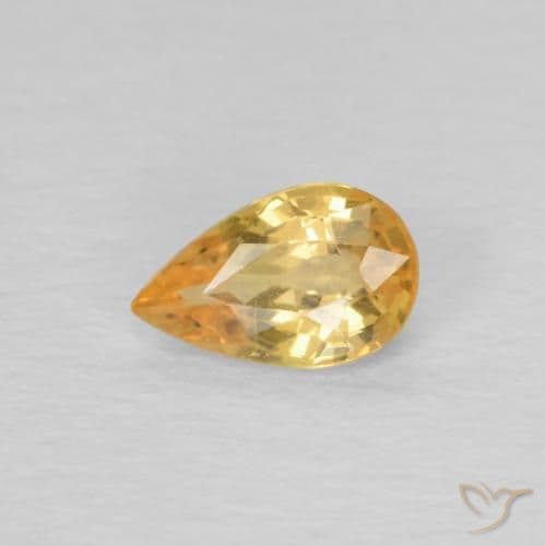 0.45ct Light Orange-Gold Sapphire, Pear Shape, 6x3.8 mm