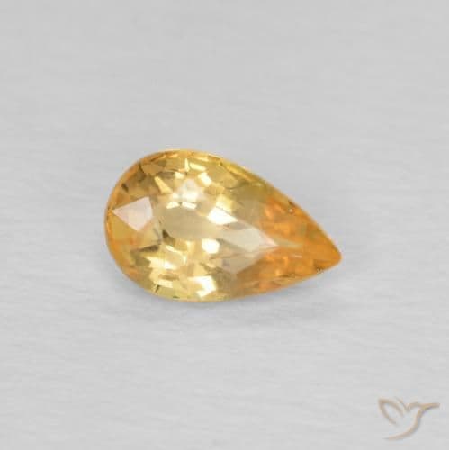 0.45ct Light Orange-Gold Sapphire, Pear Shape, 6x3.8 mm