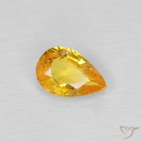 0.45ct Golden Orange Sapphire, Pear Shape, 5.9x3.9 mm