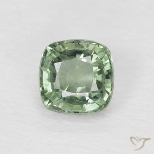 0.61ct Natural Light Mint Sapphire, Cushion Cut, 4.5x4.5 mm