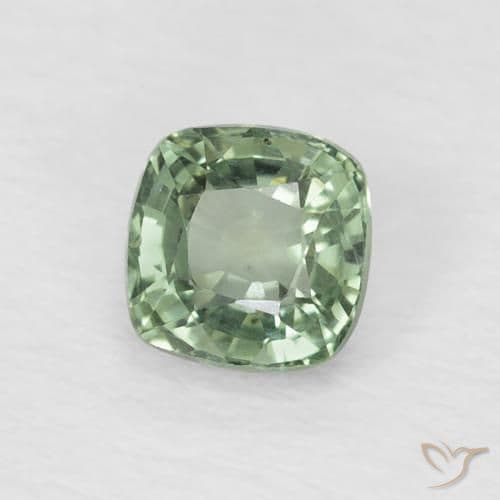 0.61ct Natural Light Mint Sapphire, Cushion Cut, 4.5x4.5 mm