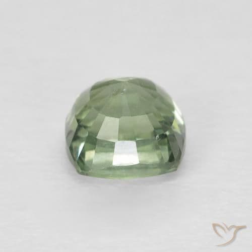 0.69ct Pale Yellowish Green Sapphire, Cushion Cut, 4.4x4.4 mm