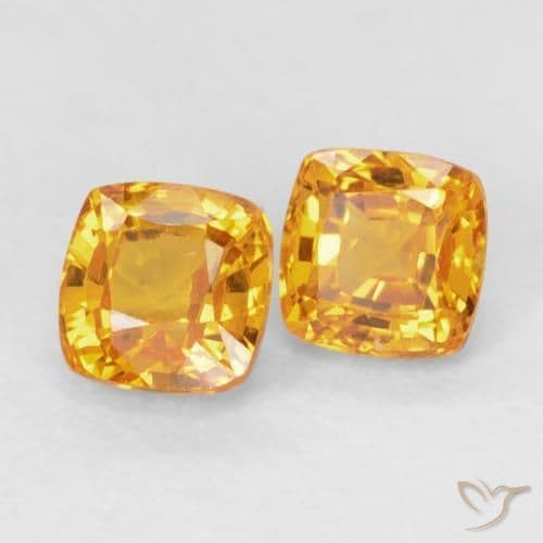 1.00ct Natural Yellow Sapphire, Cushion Cut, 4.1x4.1 mm