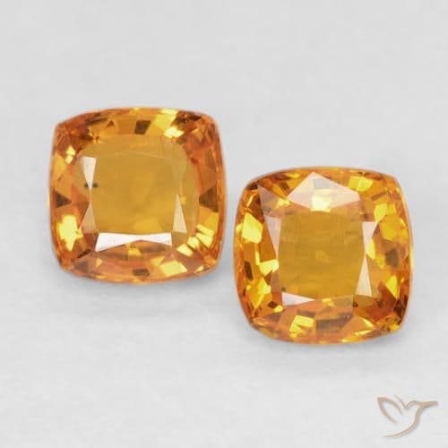 1.23ct Bright Orange Sapphire, Cushion Cut, 4.6x4.6 mm