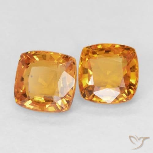 1.23ct Bright Orange Sapphire, Cushion Cut, 4.6x4.6 mm