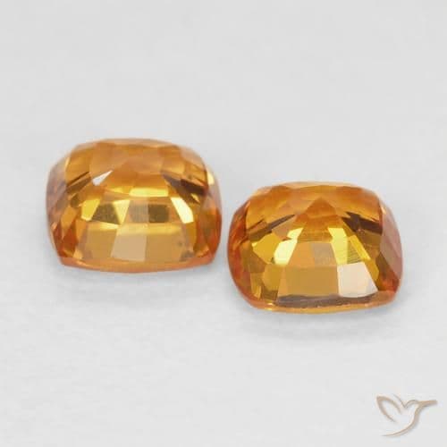 1.23ct Bright Orange Sapphire, Cushion Cut, 4.6x4.6 mm
