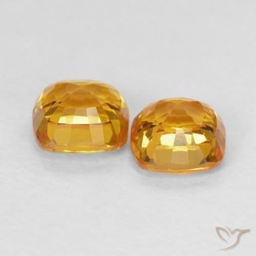 1.28ct Natural Orange-Gold Sapphire, Cushion Cut, 4.6x4.6 mm