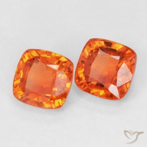 1.54ct Natural Fire Orange Sapphire, Cushion Cut, 4.7x4.7 mm