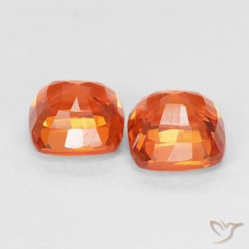 1.54ct Natural Fire Orange Sapphire, Cushion Cut, 4.7x4.7 mm