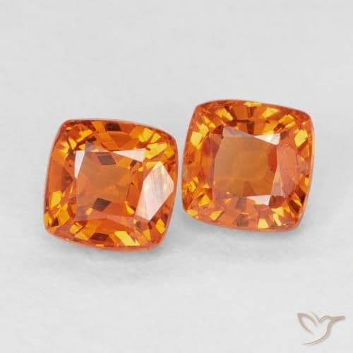 1.06ct Natural Fire Orange Sapphire, Cushion Cut, 4.1x4.1 mm