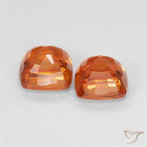 1.06ct Natural Fire Orange Sapphire, Cushion Cut, 4.1x4.1 mm
