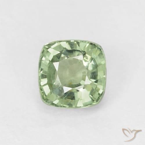 0.63ct Light Sage Green Sapphire, Cushion Cut, 4.3x4.3 mm