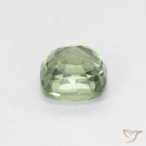 0.63ct Light Sage Green Sapphire, Cushion Cut, 4.3x4.3 mm