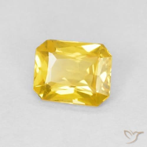 0.46ct Natural Golden Orange Sapphire, Emerald Cut, 4.9x4 mm