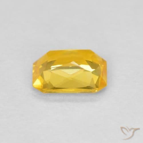 0.46ct Natural Golden Orange Sapphire, Emerald Cut, 4.9x4 mm