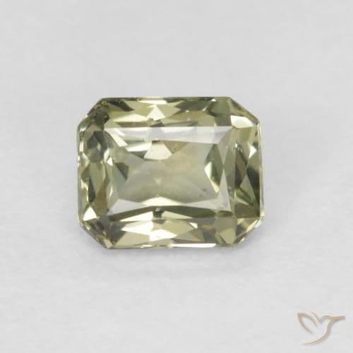 0.42ct Natural Warm Green Sapphire, Emerald Cut, 5.2x3.3 mm