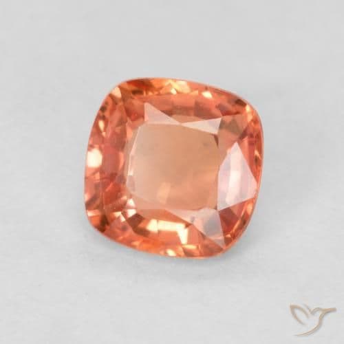 0.50ct Natural Orange Red Sapphire, Cushion Cut, 4.5x4.5 mm