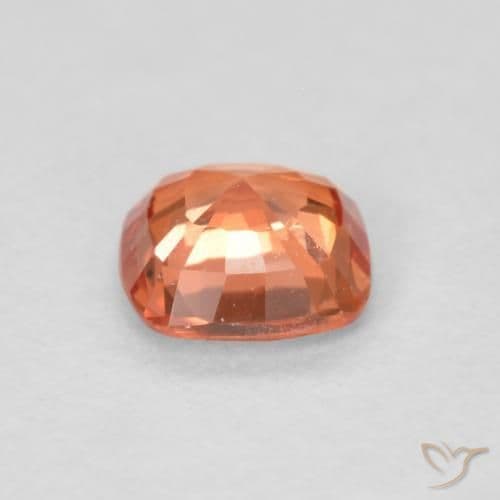 0.50ct Natural Orange Red Sapphire, Cushion Cut, 4.5x4.5 mm