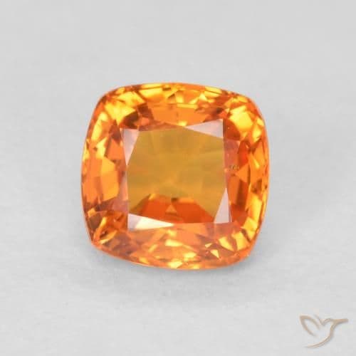 0.69ct Natural Deep Orange Sapphire, Cushion Cut, 4.7x4.7 mm