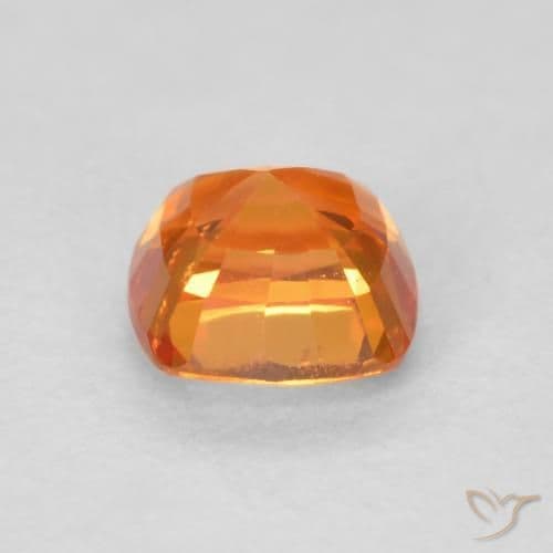 0.69ct Bright Orange Sapphire, Cushion Cut, 4.7x4.6 mm