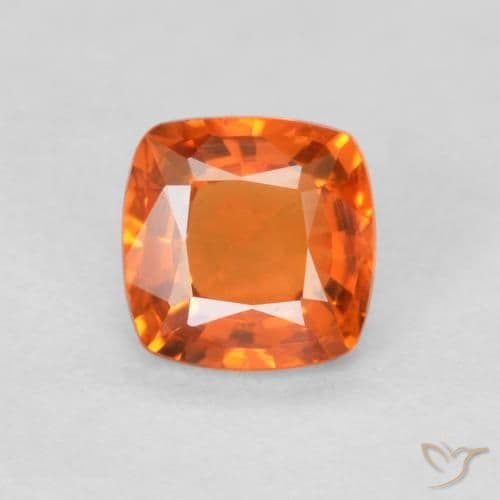 0.51ct Bright Orange Sapphire, Cushion Cut, 4.5x4.5 mm