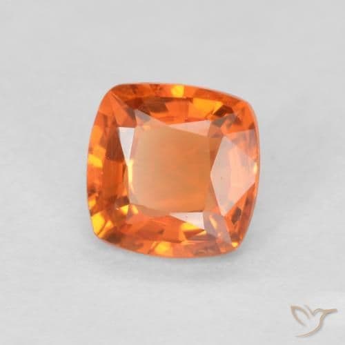 0.51ct Bright Orange Sapphire, Cushion Cut, 4.5x4.5 mm