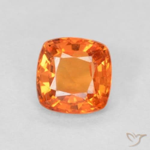 0.54ct Bright Orange Sapphire, Cushion Cut, 4.5x4.5 mm