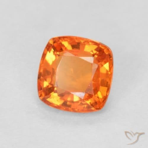 0.54ct Bright Orange Sapphire, Cushion Cut, 4.5x4.5 mm