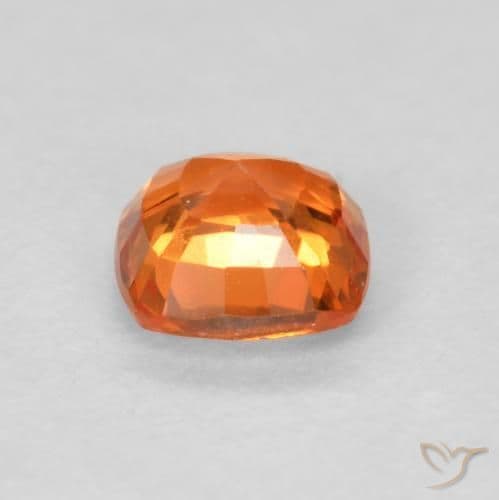 0.54ct Bright Orange Sapphire, Cushion Cut, 4.5x4.5 mm