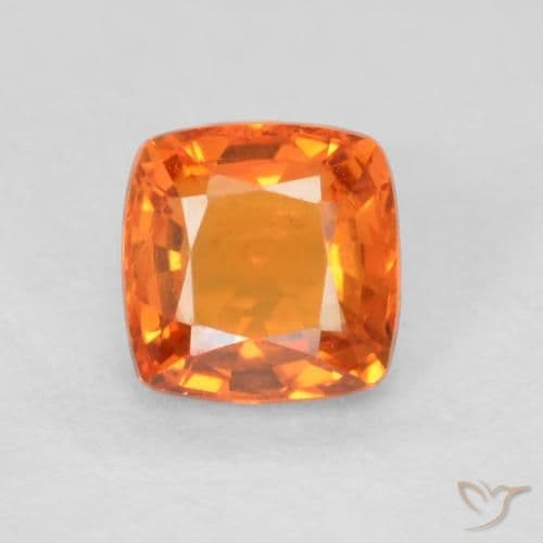 0.61ct Medium Orange Sapphire, Cushion Cut, 4.6x4.5 mm
