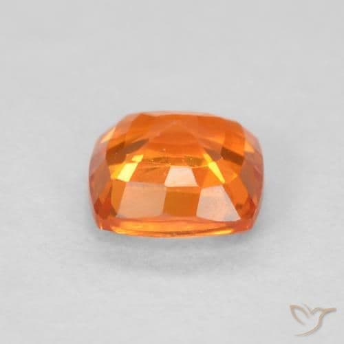 0.61ct Medium Orange Sapphire, Cushion Cut, 4.6x4.5 mm