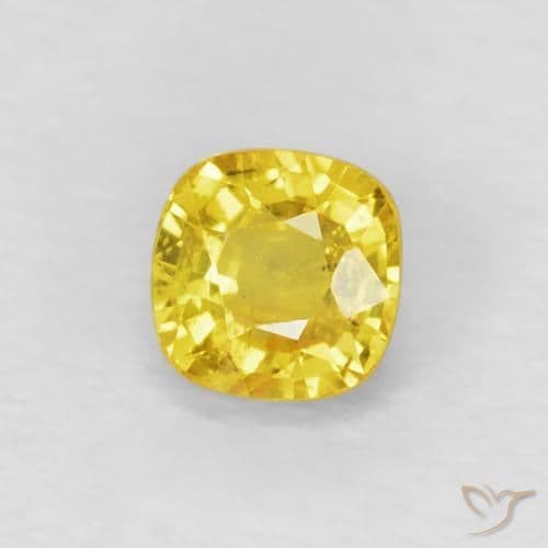 0.53ct Medium Light-Yellow Sapphire, Cushion Cut, 4.2x4.2 mm