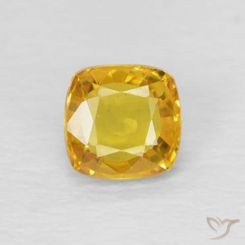 1.36ct Natural Golden Sapphire, Cushion Cut, 4.8x4.7 mm