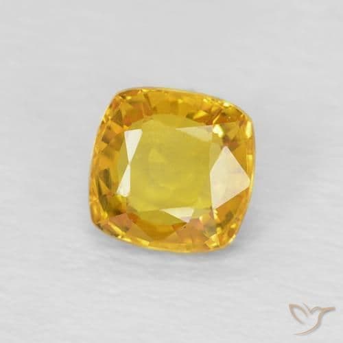 0.60ct Natural Golden Sapphire, Cushion Cut, 4.7x4.6 mm