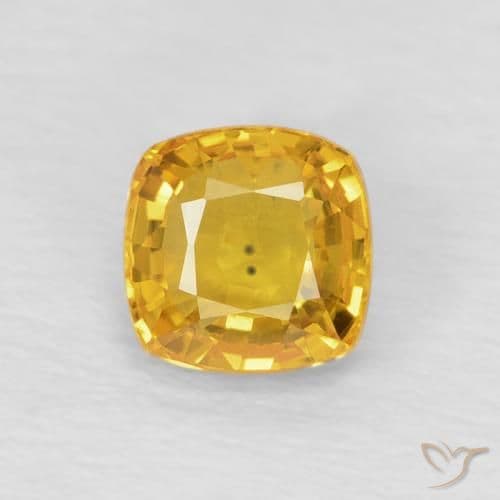 0.65ct Natural Orange-Gold Sapphire, Cushion Cut, 4.8x4.7 mm