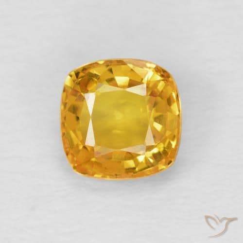 0.61ct Natural Golden Sapphire, Cushion Cut, 4.6x4.5 mm