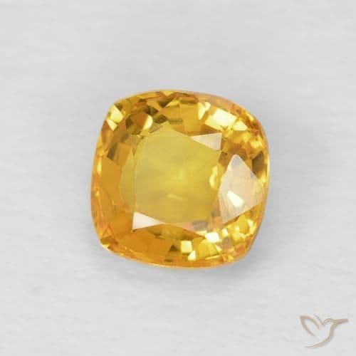 0.61ct Natural Golden Sapphire, Cushion Cut, 4.6x4.5 mm