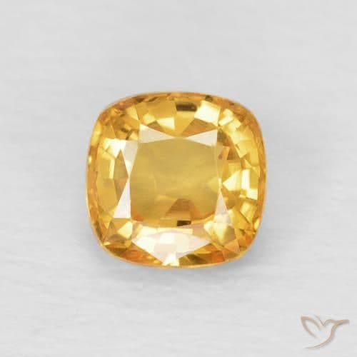 1.36ct Natural Golden Sapphire, Cushion Cut, 4.8x4.7 mm