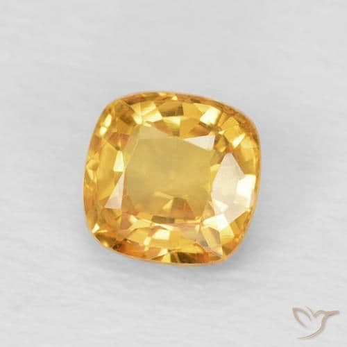 0.63ct Deep Golden Orange Sapphire, Cushion Cut, 4.6x4.6 mm