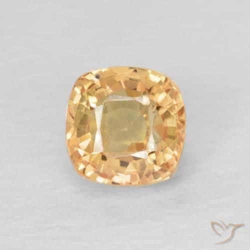 0.74ct Natural Golden Sapphire, Cushion Cut, 4.4x4.4 mm
