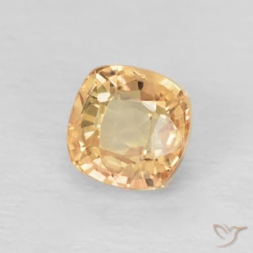 0.74ct Natural Golden Sapphire, Cushion Cut, 4.4x4.4 mm